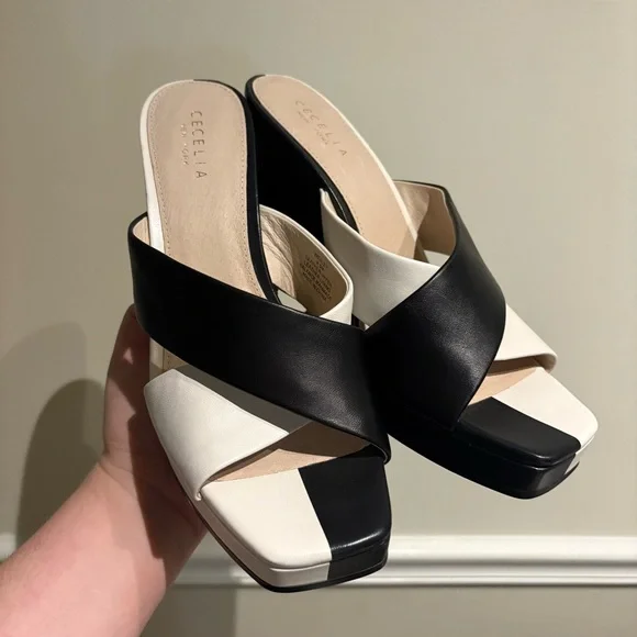 Cecelia New York Wesley Wedge Black & White Size 8.5 - Picture 5 of 10